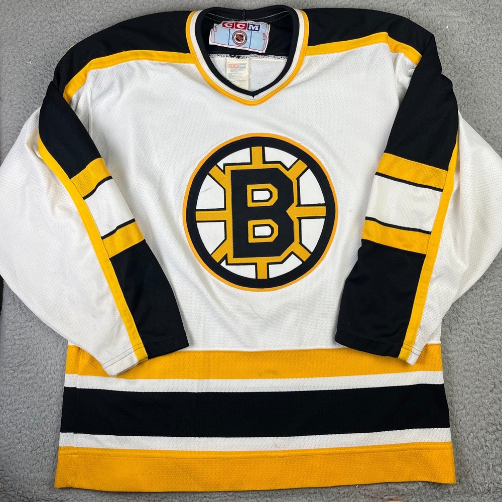 Boston Bruins Hockey Jersey CCM Men Large White Vintage NHL